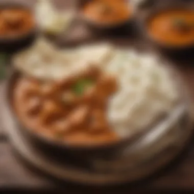 A plate of tikka masala served with rice and naan, emphasizing perfect meal pairing