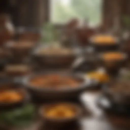 A collection of traditional Indian cookware showcasing various materials and forms.