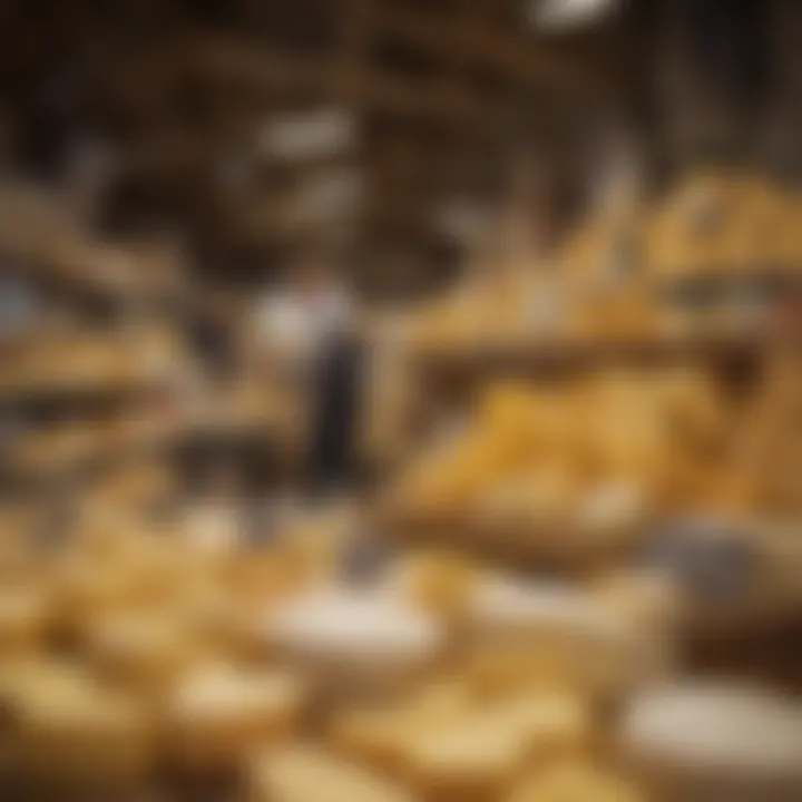 A picturesque Dutch cheese market scene, featuring artisanal vendors and traditional cheese wheels.