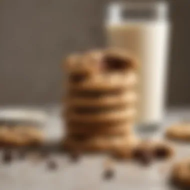 Peanut butter chocolate chip cookies displayed with a glass of milk