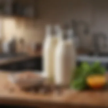 A vibrant kitchen scene featuring ingredients for making vegan milk drinks