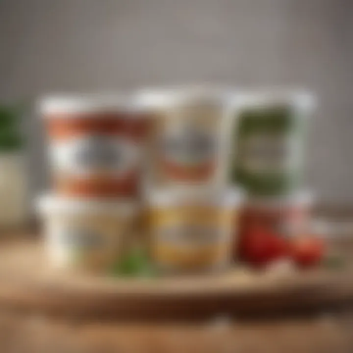 A variety of store-bought vegan ricotta brands displayed