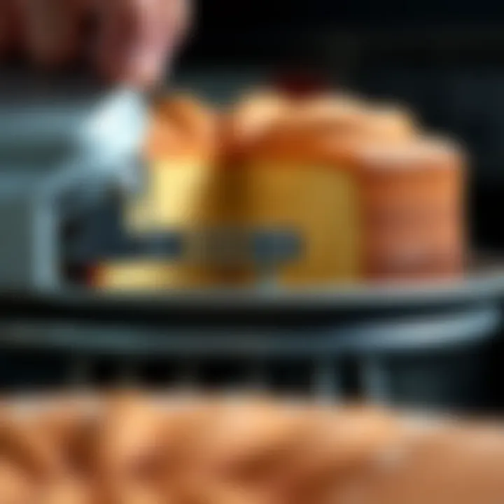 Slider Mechanism in Use for Effortless Cake Release Close-up of cake pan slider in action