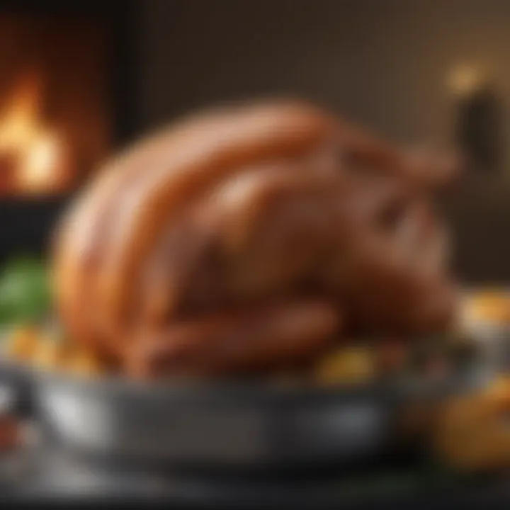 A perfectly roasted turkey emerging from the pot