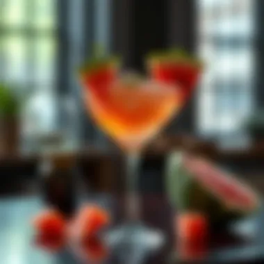 A sophisticated cocktail featuring sour vodka and watermelon garnishes