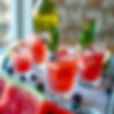 A visually appealing platter showcasing watermelon and vodka pairings