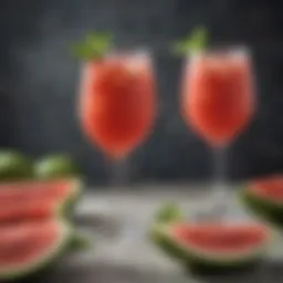 A vibrant watermelon spritz cocktail garnished with mint and lime