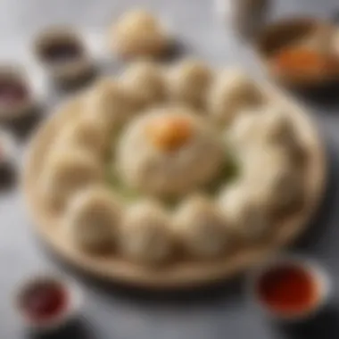 Arranged Xiaolongbao Plate A beautifully arranged plate with xiaolongbao and dipping sauces