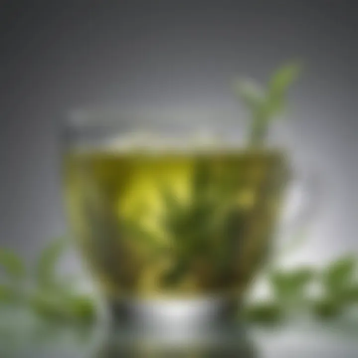 An array of health benefits associated with green tea, presented artistically.