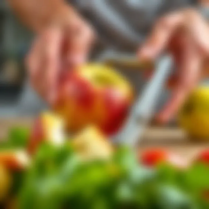 Apple peeler in action with a fresh apple being peeled