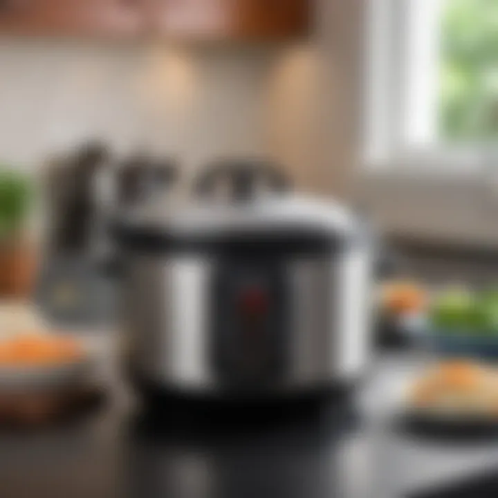 A well-maintained Farberware rice cooker in a modern kitchen setting