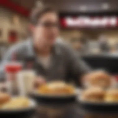 Customers enjoying breakfast at a fast-food restaurant