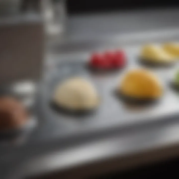 Close-up of a gelato maker's control panel with various settings.