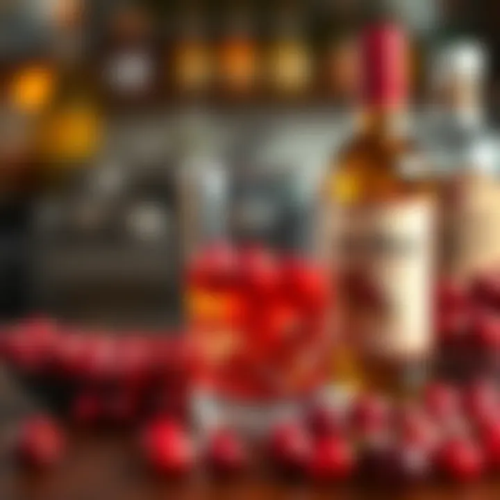 Flavor Profile Exploration An artistic representation of the flavor profiles of cranberry and Captain Morgan rum