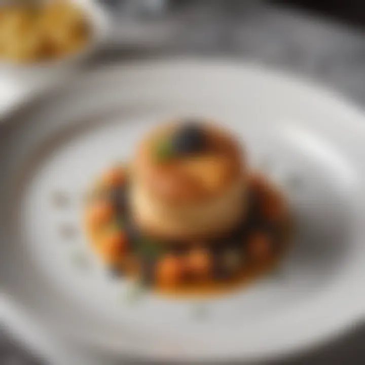 A close-up of a beautifully plated gourmet dish showcasing artistry in culinary presentation