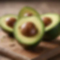 Avocado sliced open, showcasing its creamy texture and healthy fats.