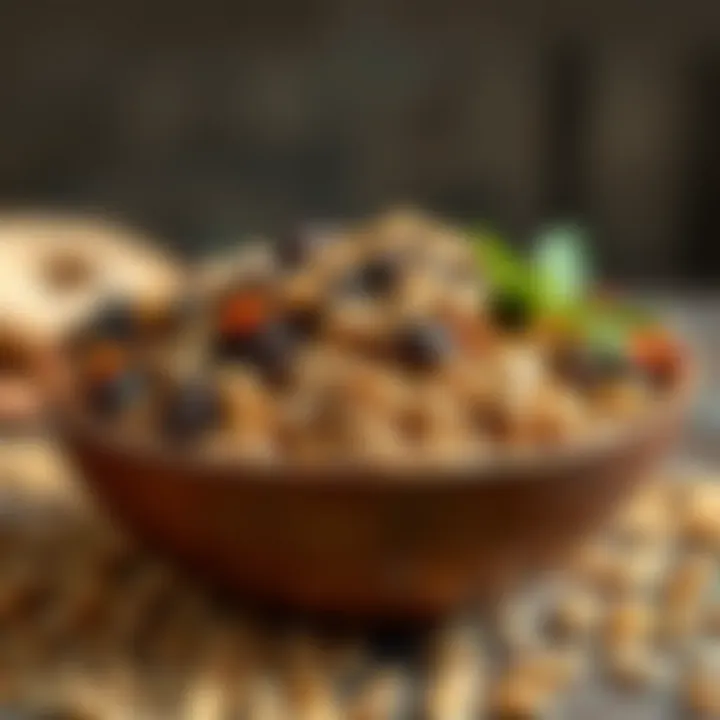 A bowl filled with whole grains and legumes