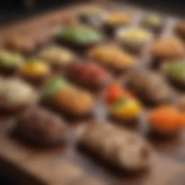 Variety of keto snacks arranged on a wooden table