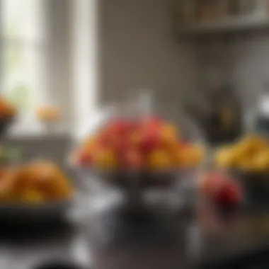 Close-up of a fruit saver in use, preserving fresh fruits in an elegant kitchen setting.