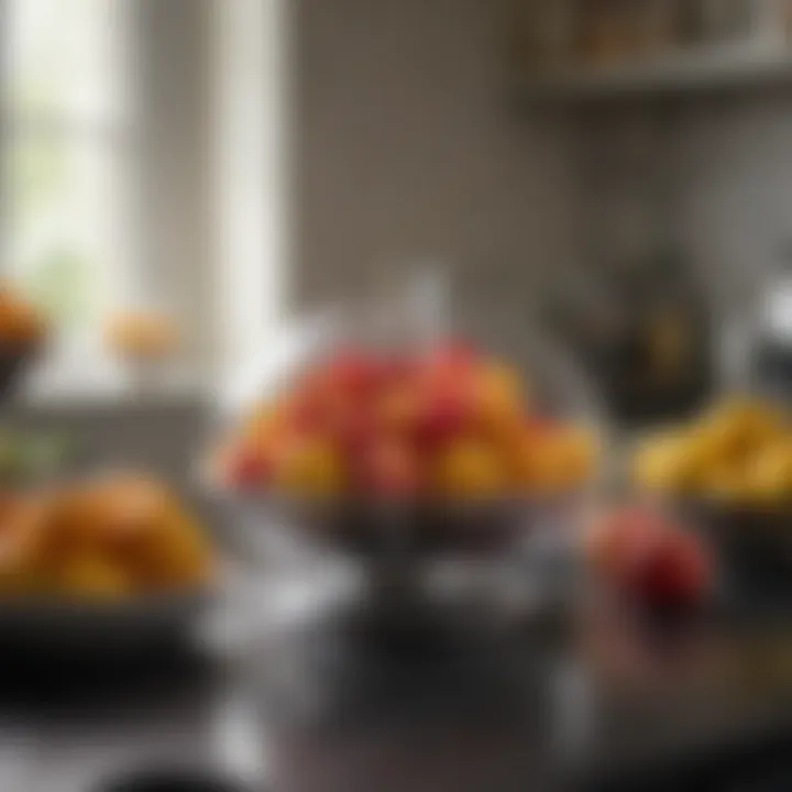 Close-up of a fruit saver in use, preserving fresh fruits in an elegant kitchen setting.