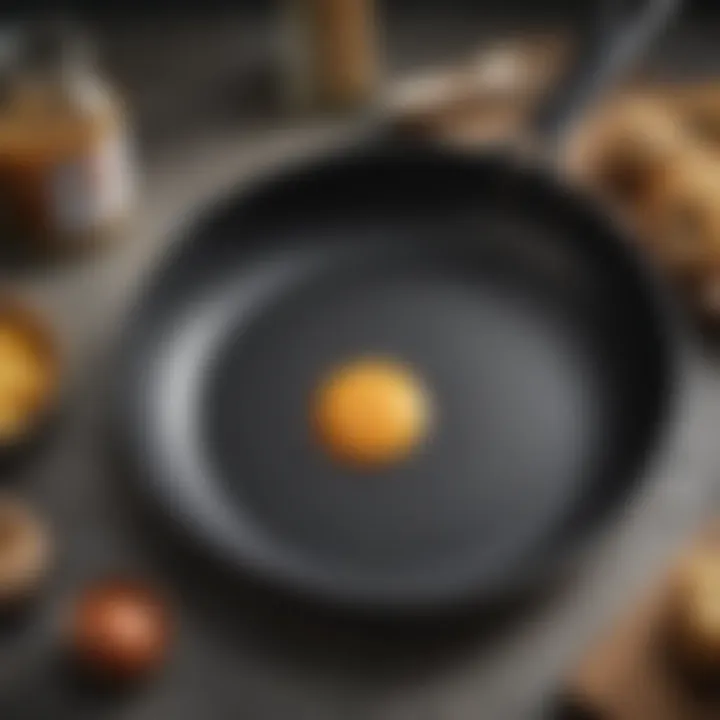 Close-up of a well-maintained frying pan demonstrating care tips