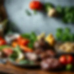 A colorful array of GAPS diet-compliant foods including vegetables, meats, and fermented products