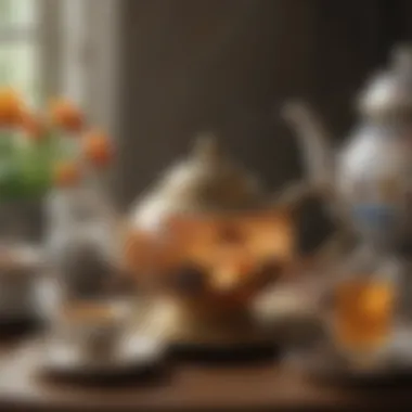 Intricate teapot set on a delicate tea table