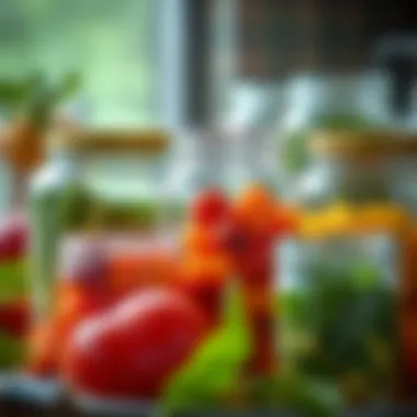 Effective Food Preservation Glass jars with lids used for preserving fruits and vegetables