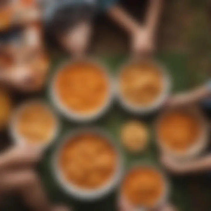 A group of children enjoying Goldfish crackers at a picnic