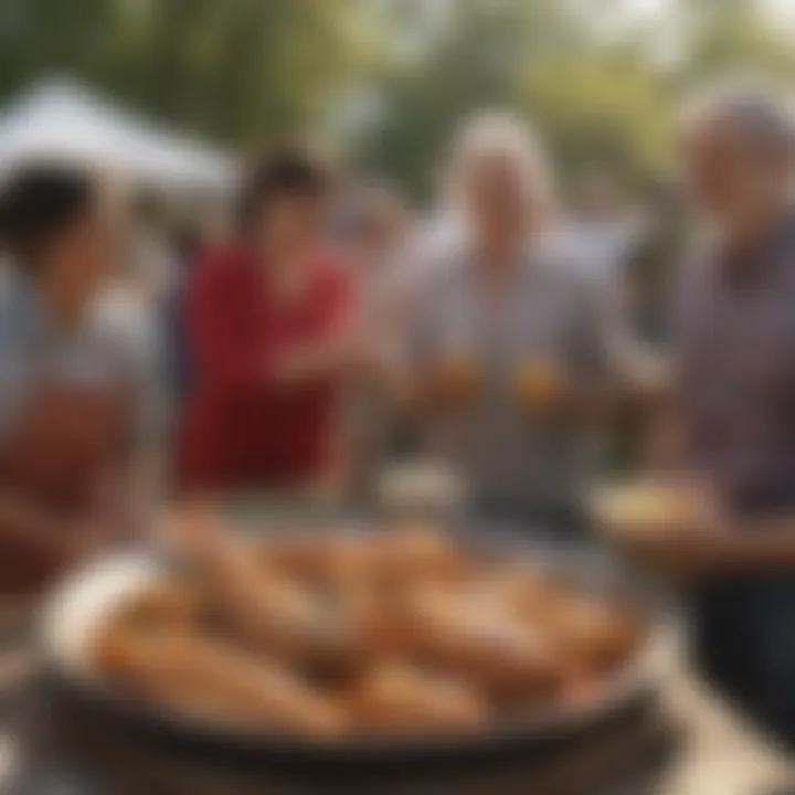 A gathering of friends enjoying a communal fish fry