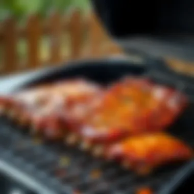 Perfect Grill Setup for Pork Ribs A beautifully set grill with seasoned pork ribs ready for cooking
