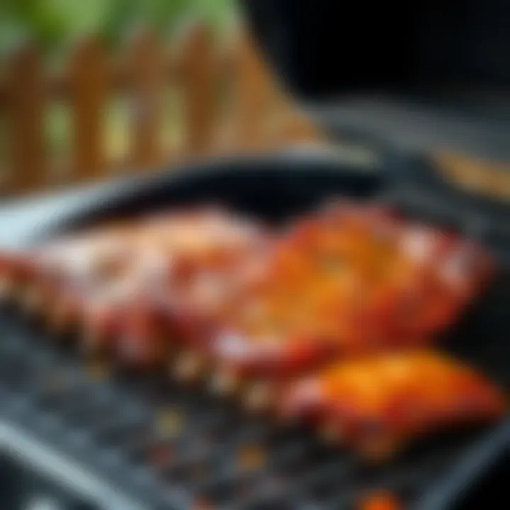 Perfect Grill Setup for Pork Ribs A beautifully set grill with seasoned pork ribs ready for cooking