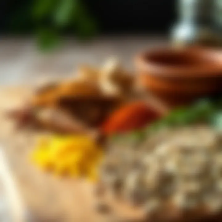 Flavorful spices and herbs arranged for turkey seasoning