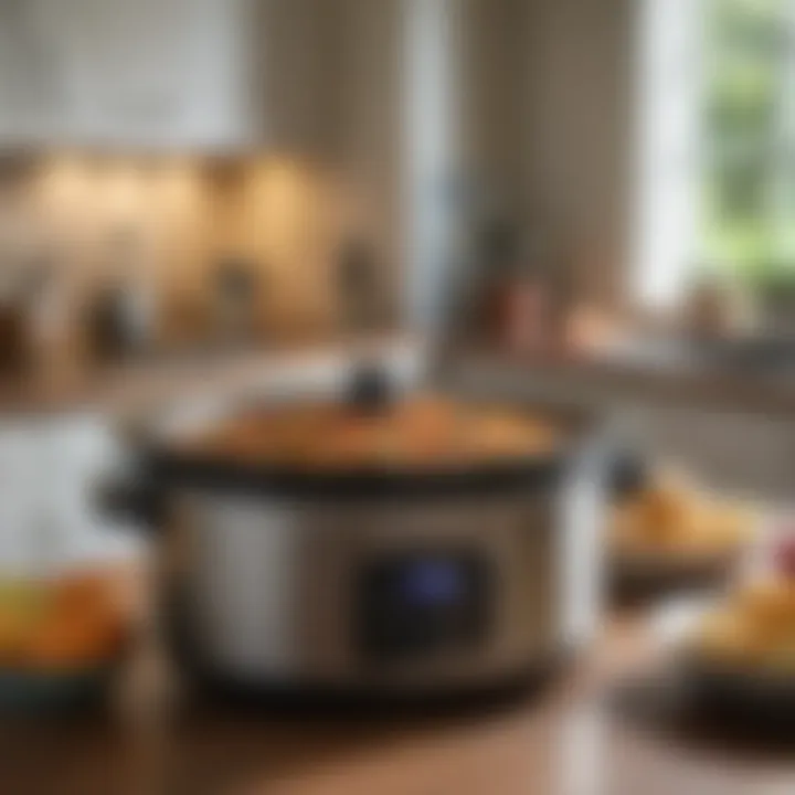 Portable Slow Cooker placed in a cozy kitchen setting