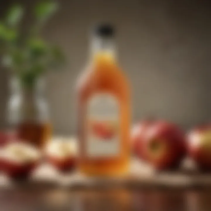 Bottle of apple cider vinegar with fresh apples