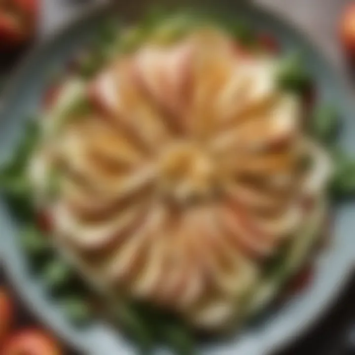 Close-up of a salad drizzled with apple cider vinegar dressing