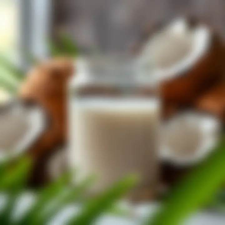 Coconut Oil and Fresh Coconuts Coconut oil in a glass jar surrounded by fresh coconuts