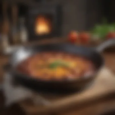 Cast iron skillet demonstrating durability and heat retention features.