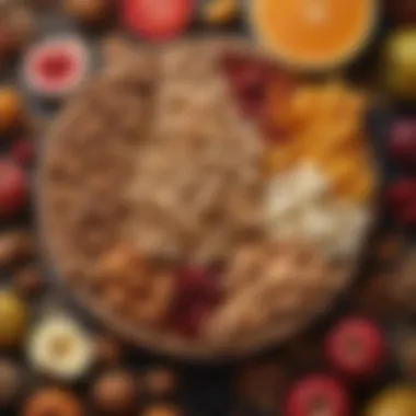 Vibrant Fruits and Nuts for Nutritious Snacking An assortment of vibrant fruits and nuts for snacking