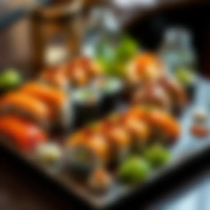 Artfully arranged sushi platter featuring innovative flavors