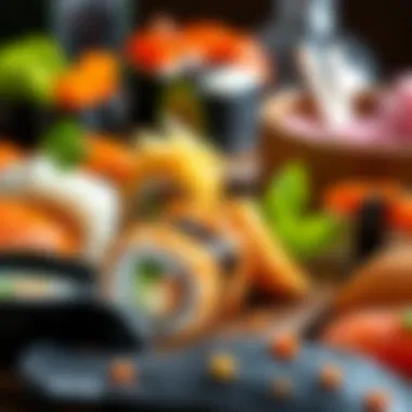 Selection of sushi ingredients emphasizing health benefits