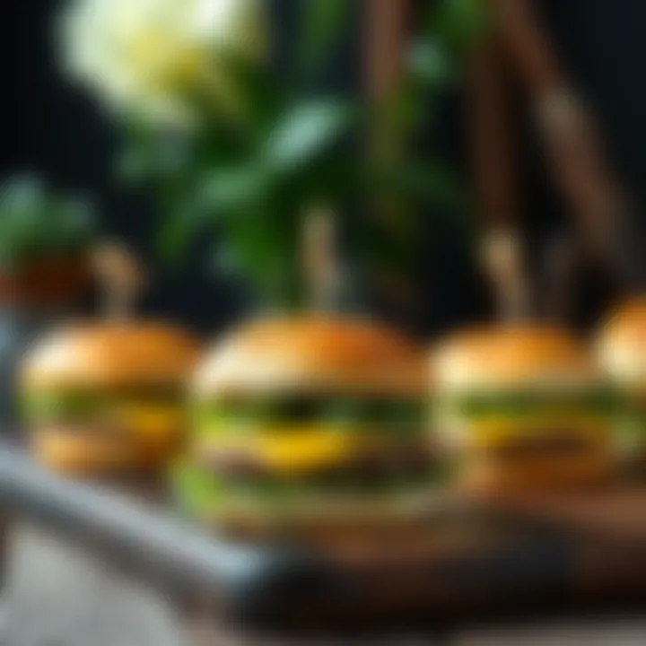 Variations of Hidden Valley Ranch cheeseburgers on a rustic wooden table