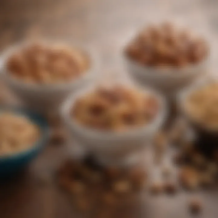 A variety of nuts and seeds displayed in elegant bowls