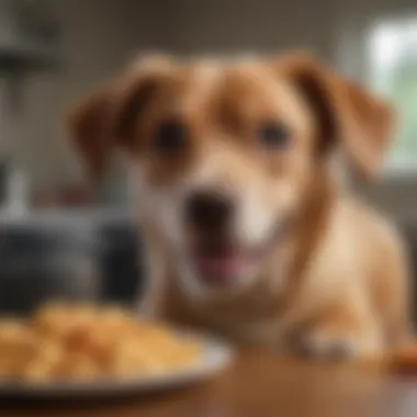 A dog eagerly waiting for a homemade snack from its owner.