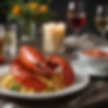 Elegant presentation of baked lobster on a dining table