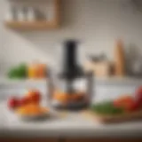 A compact food processor on a kitchen counter