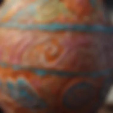 Close-up of a beautifully patterned Easter egg showcasing intricate color designs.