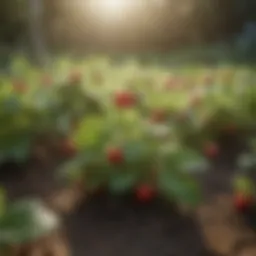 Lush strawberry plants flourishing in a garden