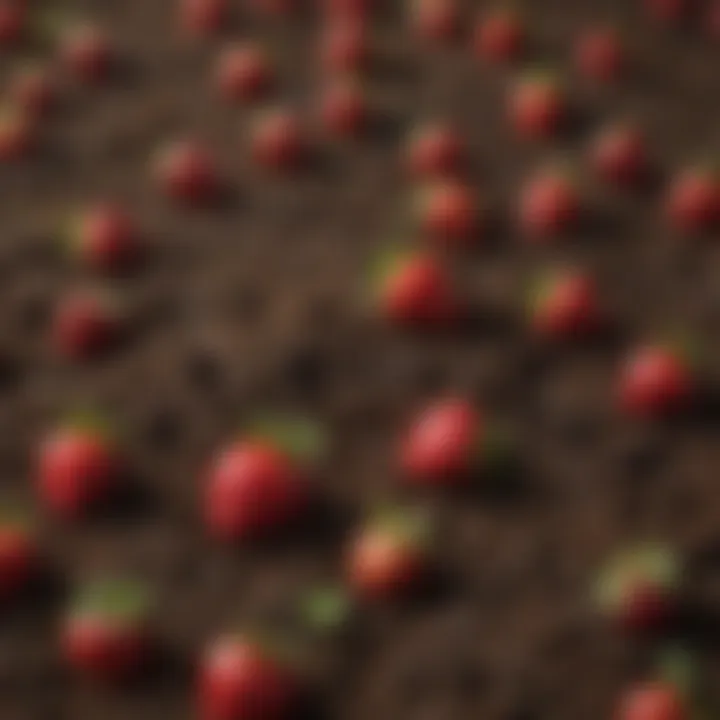 Rich, dark soil ideal for strawberry cultivation