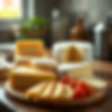 A variety of cheeses perfect for omelette filling